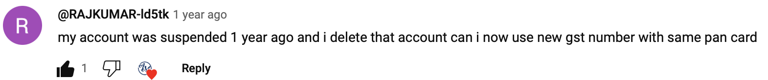 My account was suspended 1 year ago and i delete that account can I now use new GST number with same pan card